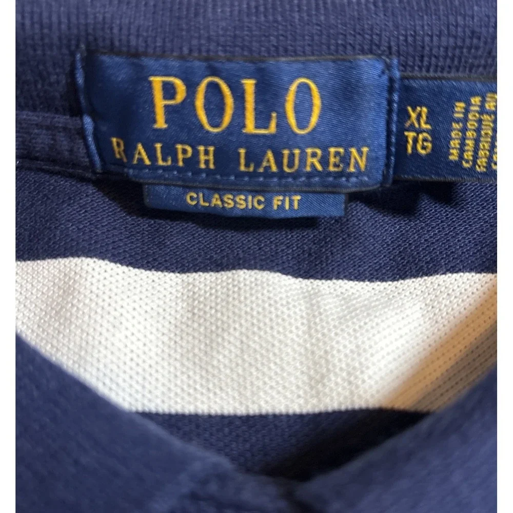 Polo Ralph Lauren Classic Fit Short Sleeve Navy & White Stripes Size XL